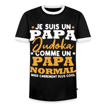 Je suis un papa judoka - T-shirt contrasté Homme - noir/blanc - Devant - AI Model Female 172 light (172cm) & AI Model Male 178 light (178cm)