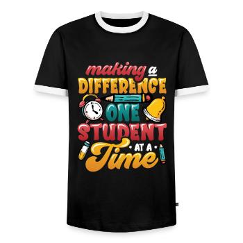 Making a difference - Men's Ringer Shirt - black/white - Front - AI Model Female 172 light (172cm) & AI Model Male 178 light (178cm)