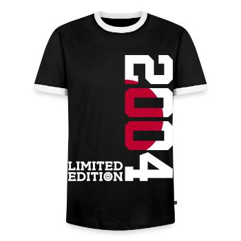 LIMITED EDITION 2004 JAPAN 22ND BIRTHDAY - Men's Ringer Shirt - black/white - Front - AI Model Female 172 light (172cm) & AI Model Male 178 light (178cm)