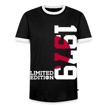 LIMITED EDITION 1979 JAPAN 47. GEBURTSTAG - Männer Kontrast-T-Shirt - Schwarz/Weiß - Vorne - AI Model Female 172 light (172cm) & AI Model Male 178 light (178cm)
