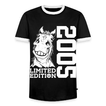 LIMITED EDITION 2005 HORSE 21ST BIRTHDAY RIDING - Men's Ringer Shirt - black/white - Front - AI Model Female 172 light (172cm) & AI Model Male 178 light (178cm)
