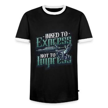 Encré pour exprimer, pas pour impressionner le tatouage - T-shirt contrasté Homme - noir/blanc - Devant - AI Model Female 172 light (172cm) & AI Model Male 178 light (178cm)