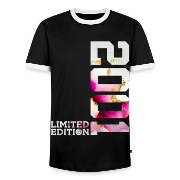 25TH BIRTHDAY 25 YEARS LIMITED EDITION 2001 - Men's Ringer Shirt - black/white - Front - AI Model Female 172 light (172cm) & AI Model Male 178 light (178cm)