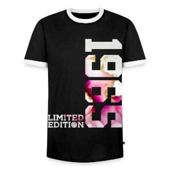 61ST BIRTHDAY 61 YEARS LIMITED EDITION 1965 - Men's Ringer Shirt - black/white - Front - AI Model Female 172 light (172cm) & AI Model Male 178 light (178cm)