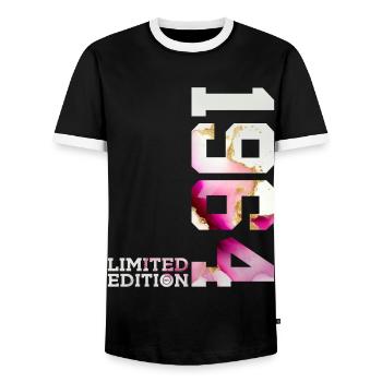 62ND BIRTHDAY 62 YEARS LIMITED EDITION 1964 - Men's Ringer Shirt - black/white - Front - AI Model Female 172 light (172cm) & AI Model Male 178 light (178cm)