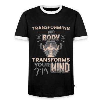 La transformation de votre corps façonne votre - T-shirt contrasté Homme - noir/blanc - Devant - AI Model Female 172 light (172cm) & AI Model Male 178 light (178cm)