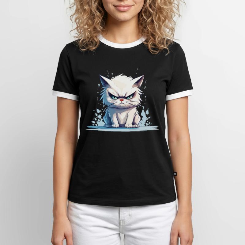 cat grumpy grumpy grumpy meow funny Men's Ringer Shirt