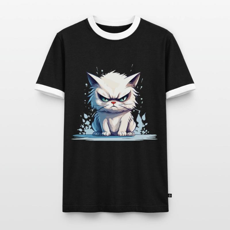 cat grumpy grumpy grumpy meow funny Men's Ringer Shirt