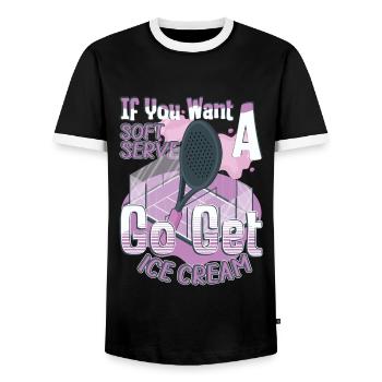 If you want a soft serve - Men's Ringer Shirt - black/white - Front - AI Model Female 172 light (172cm) & AI Model Male 178 light (178cm)