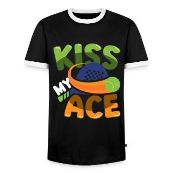 Amateurs de padel, Kiss My Ace, Padel tennis - T-shirt contrasté Homme - noir/blanc - Devant - AI Model Female 172 light (172cm) & AI Model Male 178 light (178cm)