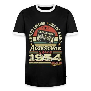 Jahrgang 1954 Original Retro Jubiläumsgeschenk - Männer Kontrast-T-Shirt - Schwarz/Weiß - Vorne - AI Model Female 172 light (172cm) & AI Model Male 178 light (178cm)