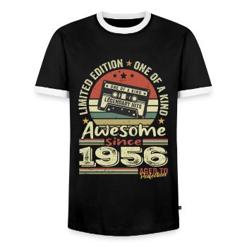 Jahrgang 1956 Original Retro Jubiläumsgeschenk - Männer Kontrast-T-Shirt - Schwarz/Weiß - Vorne - AI Model Female 172 light (172cm) & AI Model Male 178 light (178cm)