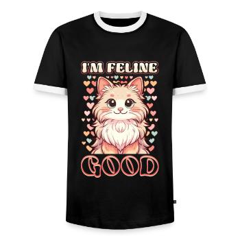 Funny Cat Lady, Cat Mom - Men's Ringer Shirt - black/white - Front - AI Model Female 172 light (172cm) & AI Model Male 178 light (178cm)