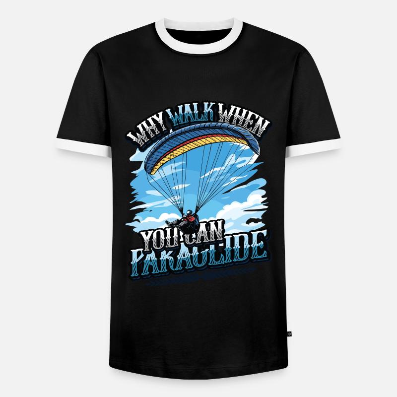 Skydiving Parachute Skydiving Paragliding - Men's Ringer Shirt - black/white