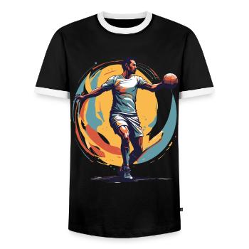 Handball Player Streetwear Iconic Style - Men's Ringer Shirt - black/white - Front - AI Model Female 172 light (172cm) & AI Model Male 178 light (178cm)