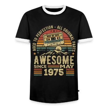 1978, Rétro 1978, millésime mai 1978, légendaire d - T-shirt contrasté Homme - noir/blanc - Devant - AI Model Female 172 light (172cm) & AI Model Male 178 light (178cm)