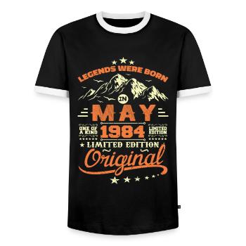 Mai 1984 Vintage Nées En Mai 1984 Anniversaire Mai - T-shirt contrasté Homme - noir/blanc - Devant - AI Model Female 172 light (172cm) & AI Model Male 178 light (178cm)