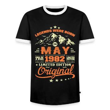 Mai 1982 Vintage Nées En Mai 1982 Anniversaire Mai - T-shirt contrasté Homme - noir/blanc - Devant - AI Model Female 172 light (172cm) & AI Model Male 178 light (178cm)