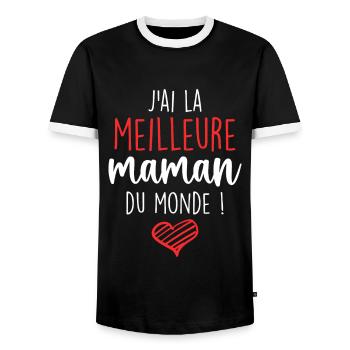 Die beste Mutter - Ich habe die beste Mutter der Welt - Männer Kontrast-T-Shirt - Schwarz/Weiß - Vorne - AI Model Female 172 light (172cm) & AI Model Male 178 light (178cm)