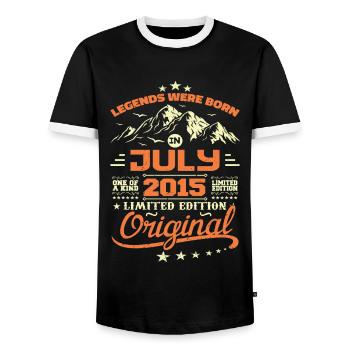 Juli 2015 Geburtstagsgeschenk Juli 2015 - Männer Kontrast-T-Shirt - Schwarz/Weiß - Vorne - AI Model Female 172 light (172cm) & AI Model Male 178 light (178cm)