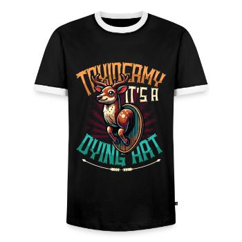 Taxidermy It's A Dying Art Hirschmotiv - Männer Kontrast-T-Shirt - Schwarz/Weiß - Vorne - AI Model Female 172 light (172cm) & AI Model Male 178 light (178cm)