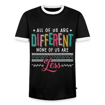 Health Educator All Of Us Are Different Instructor - Men's Ringer Shirt - black/white - Front - AI Model Female 172 light (172cm) & AI Model Male 178 light (178cm)