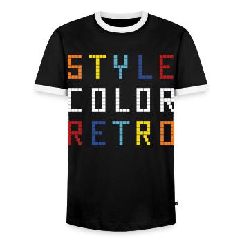 Style - Color - Retro - weiss - Männer Kontrast-T-Shirt - Schwarz/Weiß - Vorne - AI Model Female 172 light (172cm) & AI Model Male 178 light (178cm)