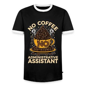 Admin Assistant No Coffee Secretary Coffee Lover - Men's Ringer Shirt - black/white - Front - AI Model Female 172 light (172cm) & AI Model Male 178 light (178cm)