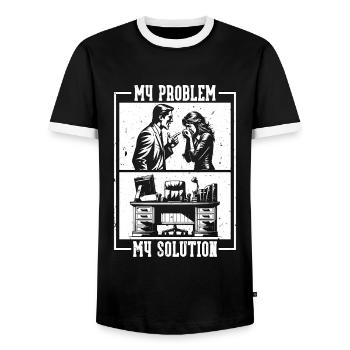 Admin Assistant My Problem My Pictogram Mom Dad - Men's Ringer Shirt - black/white - Front - AI Model Female 172 light (172cm) & AI Model Male 178 light (178cm)