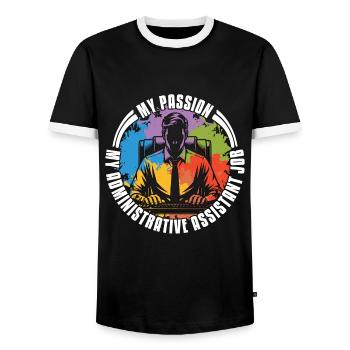 Admin Assistant My Passion My Secretary Office Job - Men's Ringer Shirt - black/white - Front - AI Model Female 172 light (172cm) & AI Model Male 178 light (178cm)