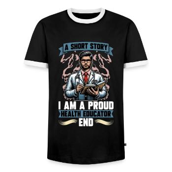 Health Educator A Short Story I Am A Epidemiology - Men's Ringer Shirt - black/white - Front - AI Model Female 172 light (172cm) & AI Model Male 178 light (178cm)