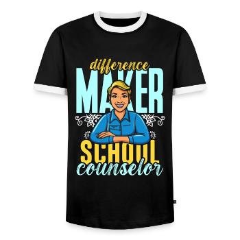 School Counselor Difference Maker School Therapist - Men's Ringer Shirt - black/white - Front - AI Model Female 172 light (172cm) & AI Model Male 178 light (178cm)