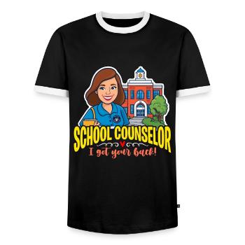 Conseiller scolaire J’ai votre thérapeute pour le dos - T-shirt contrasté Homme - noir/blanc - Devant - AI Model Female 172 light (172cm) & AI Model Male 178 light (178cm)