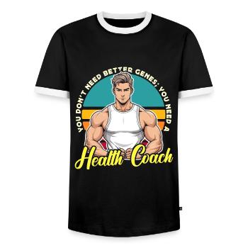 Health Coach You Don't Need Better Genes Coaching - Men's Ringer Shirt - black/white - Front - AI Model Female 172 light (172cm) & AI Model Male 178 light (178cm)