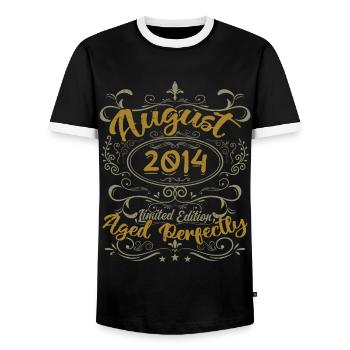 Août 2014 Août Cadeau Anniversaire 2014 Août 2014 - T-shirt contrasté Homme - noir/blanc - Devant - AI Model Female 172 light (172cm) & AI Model Male 178 light (178cm)