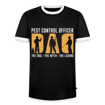 Pest Control Officer Dad The Idol Insect Solution - Männer Kontrast-T-Shirt - Schwarz/Weiß - Vorne - AI Model Female 172 light (172cm) & AI Model Male 178 light (178cm)