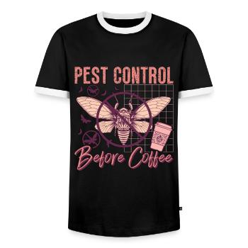 Pest Control Before Insect Solutions Coffee Lover - Männer Kontrast-T-Shirt - Schwarz/Weiß - Vorne - AI Model Female 172 light (172cm) & AI Model Male 178 light (178cm)