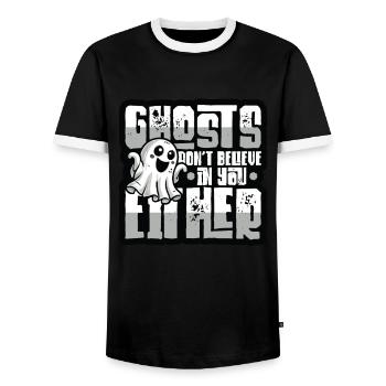 Geister Glauben Auch Nicht An Dich - Männer Kontrast-T-Shirt - Schwarz/Weiß - Vorne - AI Model Female 172 light (172cm) & AI Model Male 178 light (178cm)