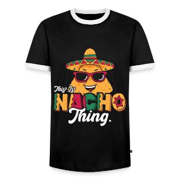 Nachos This Is Nacho Thing Mexican Food Enthusiast - Men's Ringer Shirt - black/white - Front - AI Model Female 172 light (172cm) & AI Model Male 178 light (178cm)