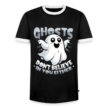 Geister Glauben Auch Nicht An Dich - Männer Kontrast-T-Shirt - Schwarz/Weiß - Vorne - AI Model Female 172 light (172cm) & AI Model Male 178 light (178cm)