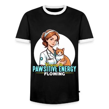Veterinary Nurse Keeping The Pawsitive Vet Nursing - Männer Kontrast-T-Shirt - Schwarz/Weiß - Vorne - AI Model Female 172 light (172cm) & AI Model Male 178 light (178cm)