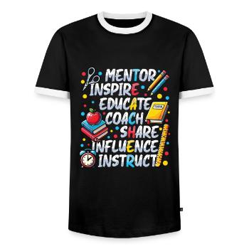 Mentor Inspire Educate Coach Lehrer - Männer Kontrast-T-Shirt - Schwarz/Weiß - Vorne - AI Model Female 172 light (172cm) & AI Model Male 178 light (178cm)