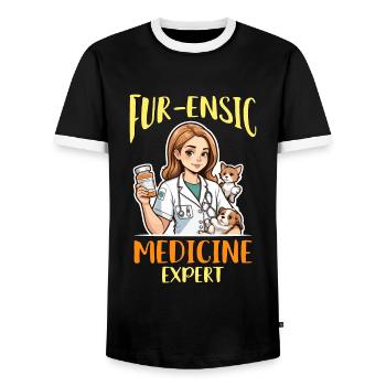 Veterinary Medicine Fur-ensic Medicine Vet Clinic - Men's Ringer Shirt - black/white - Front - AI Model Female 172 light (172cm) & AI Model Male 178 light (178cm)