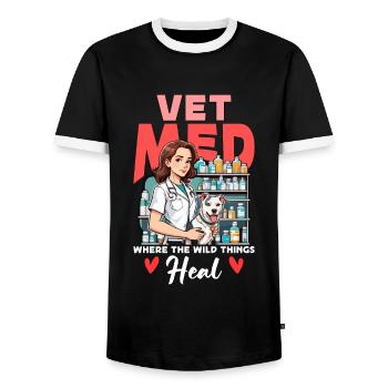 Vet Med où la pratique vétérinaire Wild Things - T-shirt contrasté Homme - noir/blanc - Devant - AI Model Female 172 light (172cm) & AI Model Male 178 light (178cm)