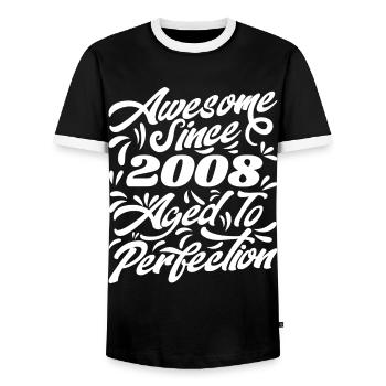 Awesome Since 2008 - Aged To Perfection, Gift 2008 - Men's Ringer Shirt - black/white - Front - AI Model Female 172 light (172cm) & AI Model Male 178 light (178cm)