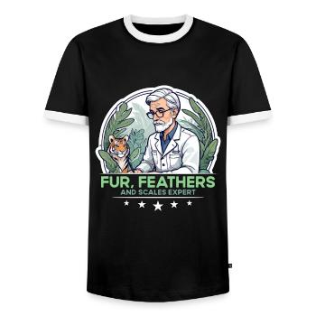 Zoologist Fur Feathers And Scales Expert Zoology - Männer Kontrast-T-Shirt - Schwarz/Weiß - Vorne - AI Model Female 172 light (172cm) & AI Model Male 178 light (178cm)