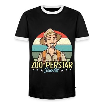 Zoologiste Zoo-perstar Scientifique Rétro Biologiste - T-shirt contrasté Homme - noir/blanc - Devant - AI Model Female 172 light (172cm) & AI Model Male 178 light (178cm)