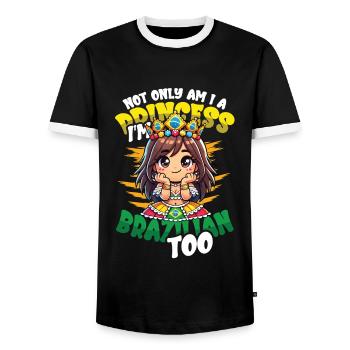 Girls of Brazilian origin Brazil - Men's Ringer Shirt - black/white - Front - AI Model Female 172 light (172cm) & AI Model Male 178 light (178cm)