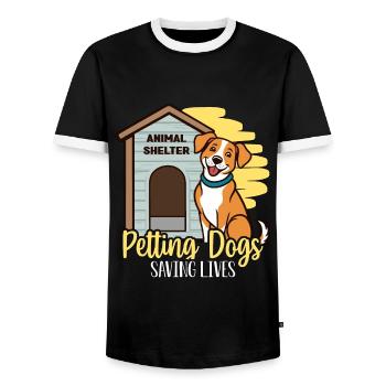 Animal Shelter Petting Dogs Saving Lives Dog Lover - Men's Ringer Shirt - black/white - Front - AI Model Female 172 light (172cm) & AI Model Male 178 light (178cm)