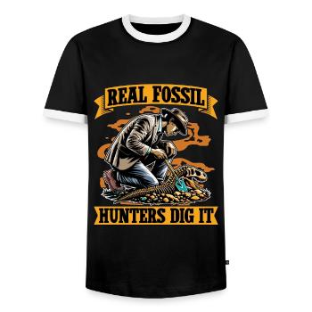 Real Fossil Hunters Dig It Loves Fossil Collecting - Männer Kontrast-T-Shirt - Schwarz/Weiß - Vorne - AI Model Female 172 light (172cm) & AI Model Male 178 light (178cm)